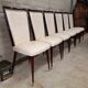 6 white leatherette and mahogany art deco style chairs, 1950
