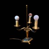 Bouillotte lamp without shade in black and gold metal
