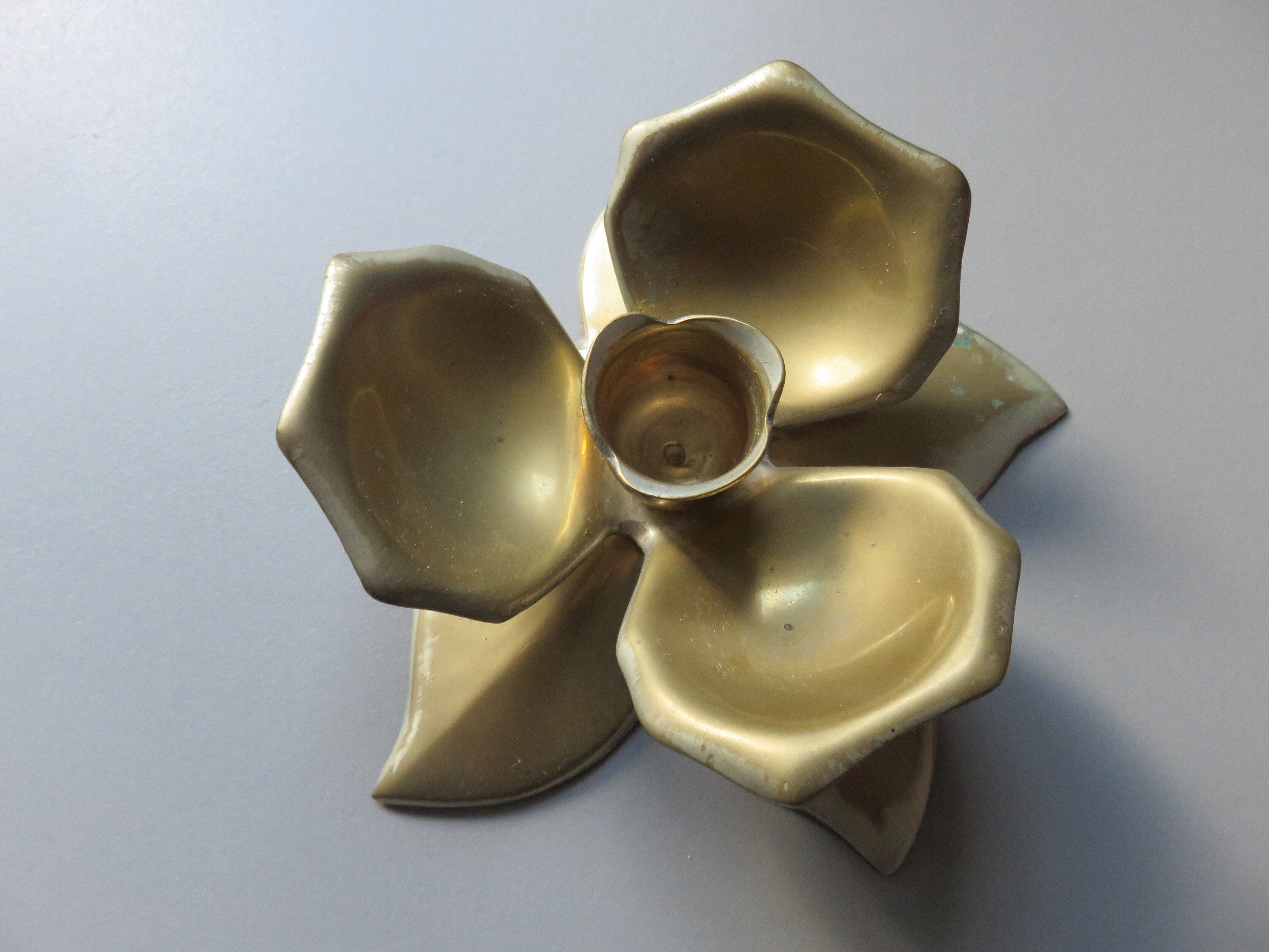 Flower  brass candlestick 1970