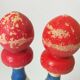 Bowling game 1920 art pop red blue white yellow 2 balls old toy