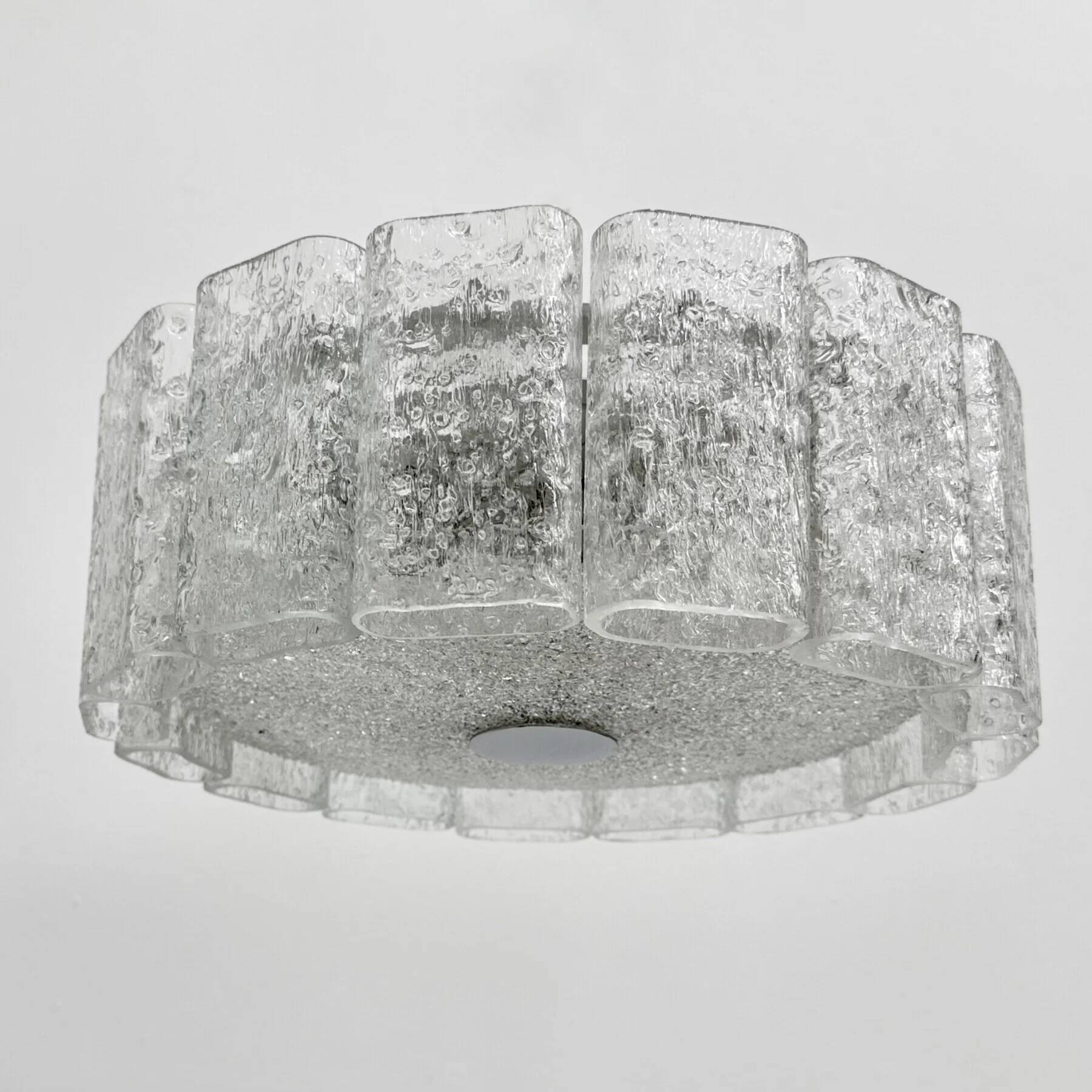 Mid-century glass tubes flush mount by Doria Leuchten, Germany, 1960s