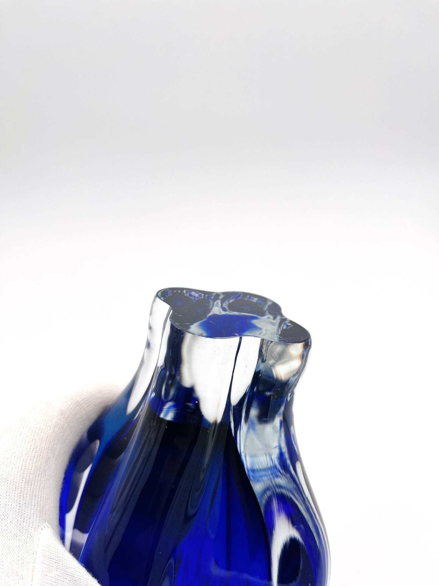 Vase Josef Hospodka Chribska Bohemia Cobalt Blue Glass 1960