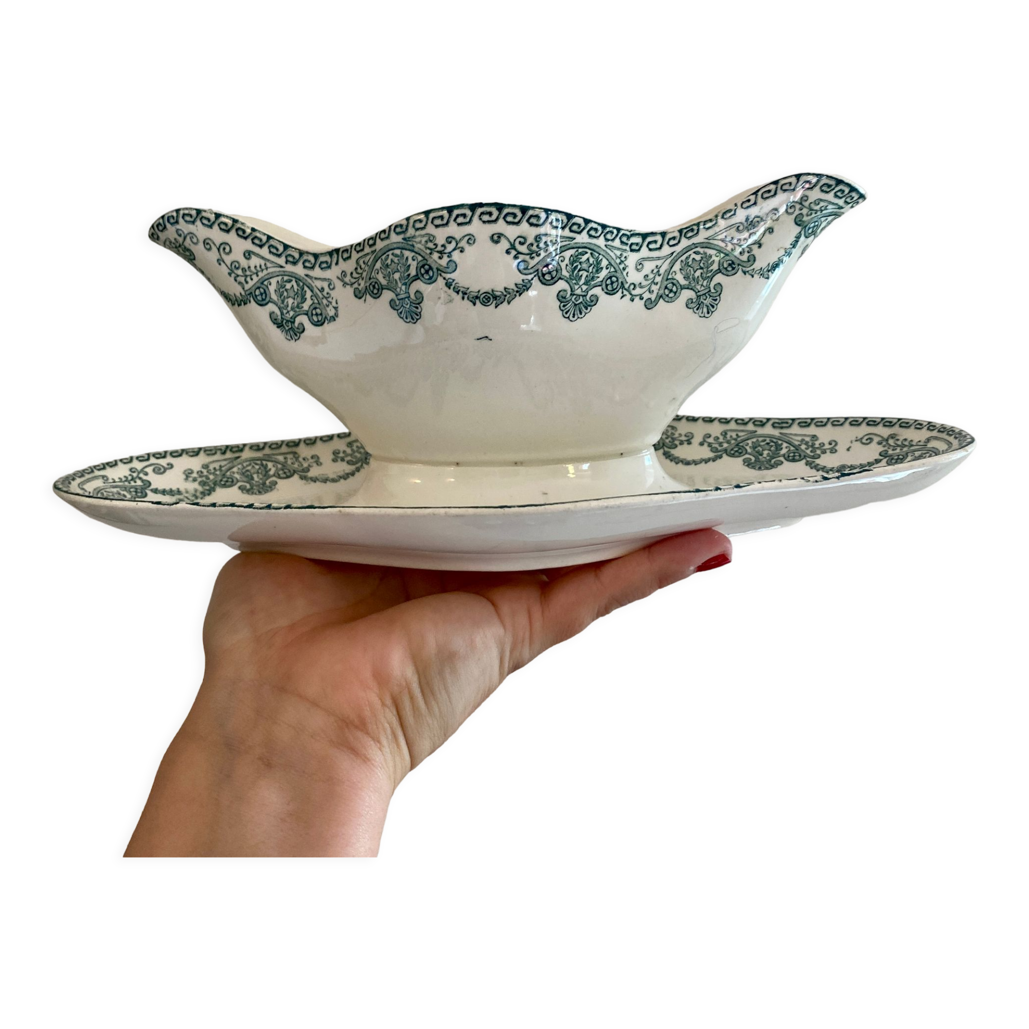 Vintage saucière in iron earth, au chatelet de longwy