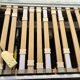 Electric double bed, varnished wood, vintage, 1960s