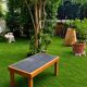 Vintage coffee table in solid wood and slate – 1970s – Modernist style