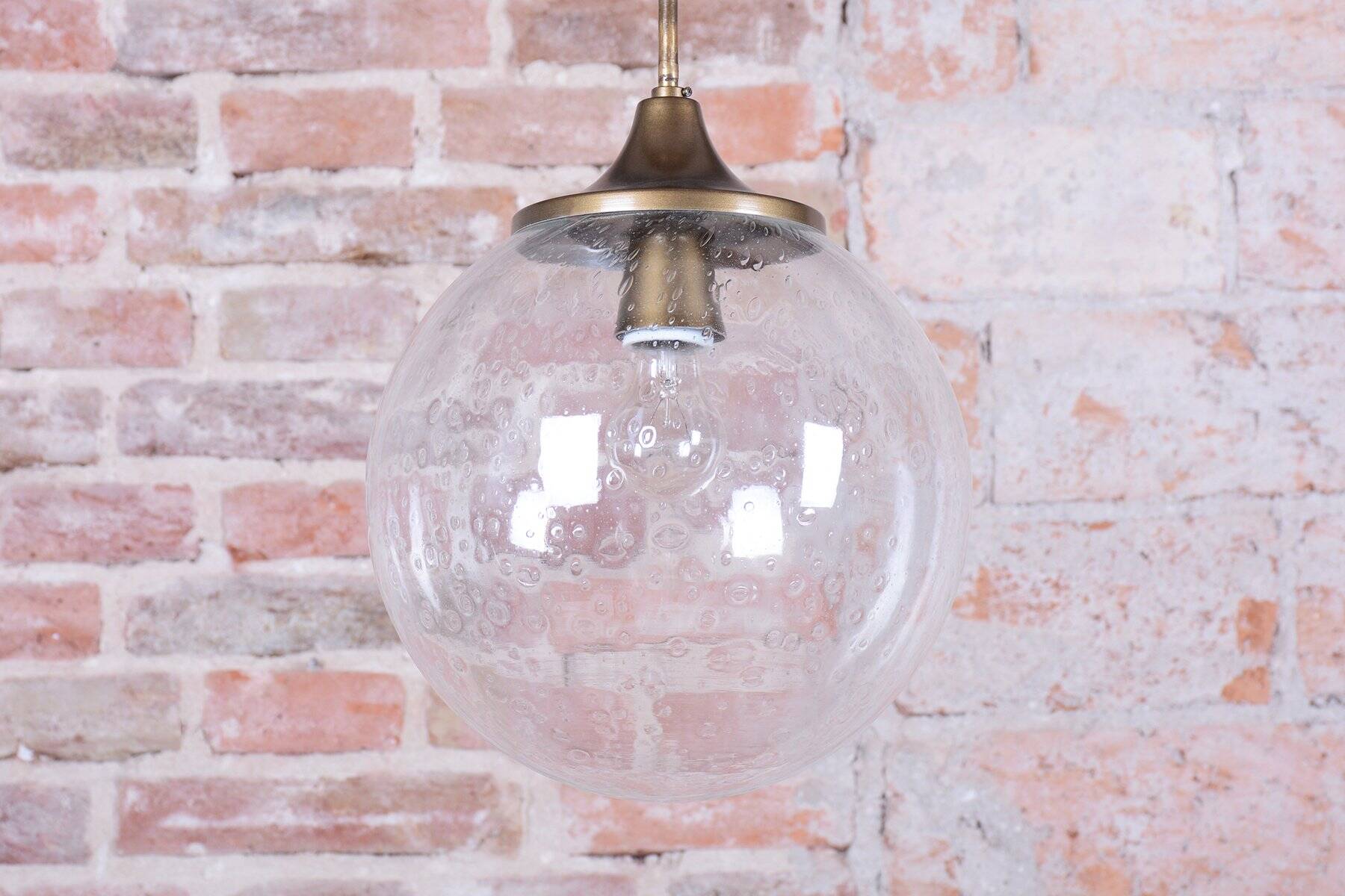 Mid-Century Chandelier in Brass and Glass, Czech, 1960s