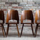Set of 4 Dining Chairs by Radomir Hofman for TON, Model 514, Beech Veneer