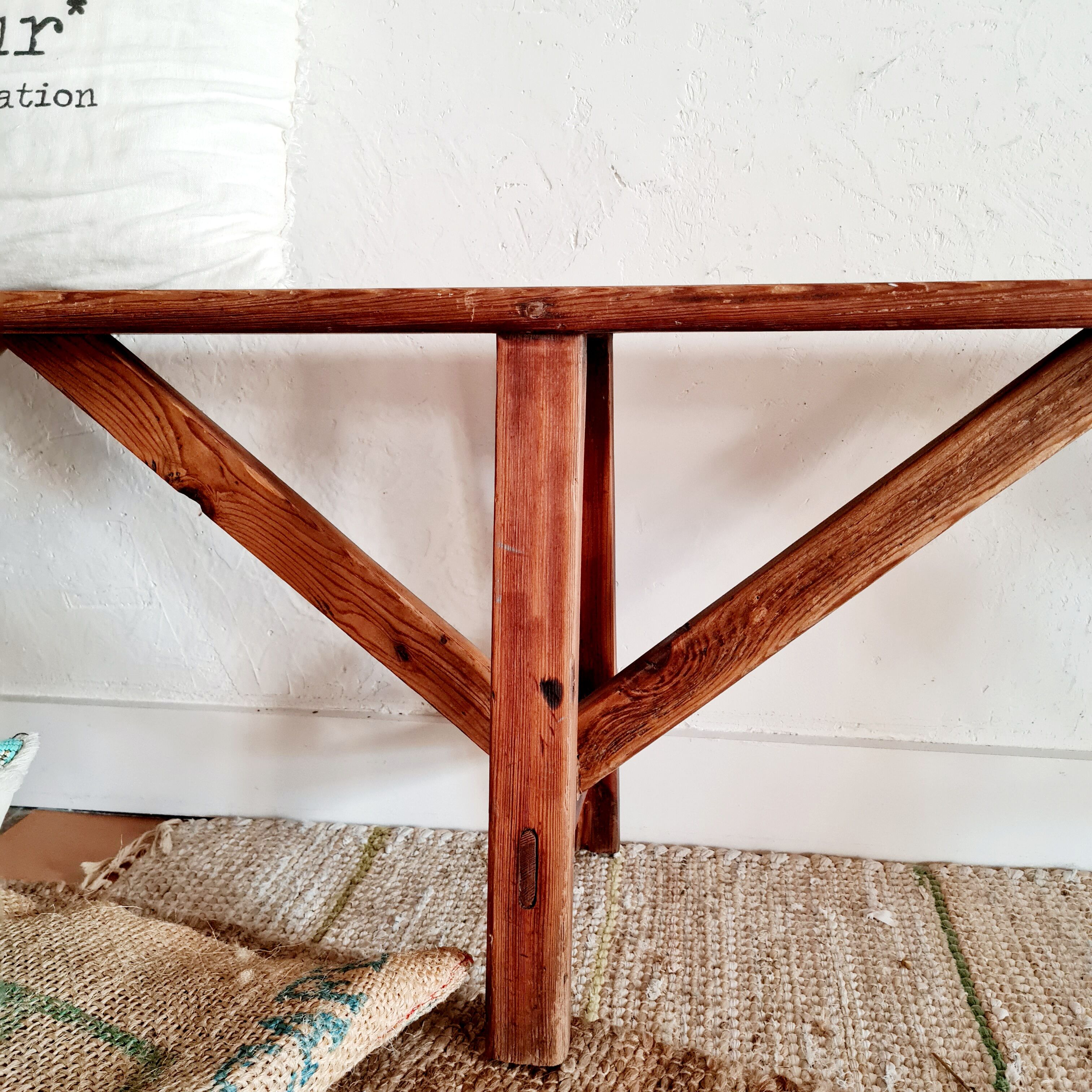 Old wooden farmhouse bench