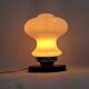 Glass lamp with wooden base, 70s Art Deco vintage space age