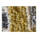 Mid-century Modern High Pile, Yellow, White, Green & Grey Rya Rug, Sweden, 1960s