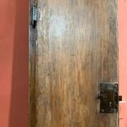 Antique Rustic Tuscan Window in Chestnut with Original Wrought Iron Hardware, 1800s