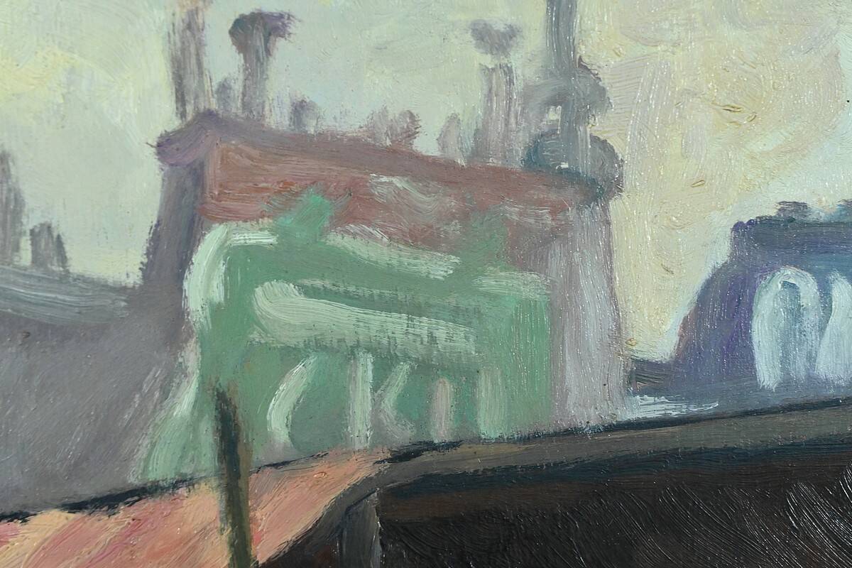 Painting “Street Scene” by C. Subileau – Early 20th century