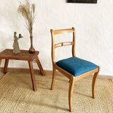 Beech wood chairs, sabre legs and upholstered seat, 1960s-1970s