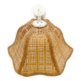 80s wicker bell pendant light