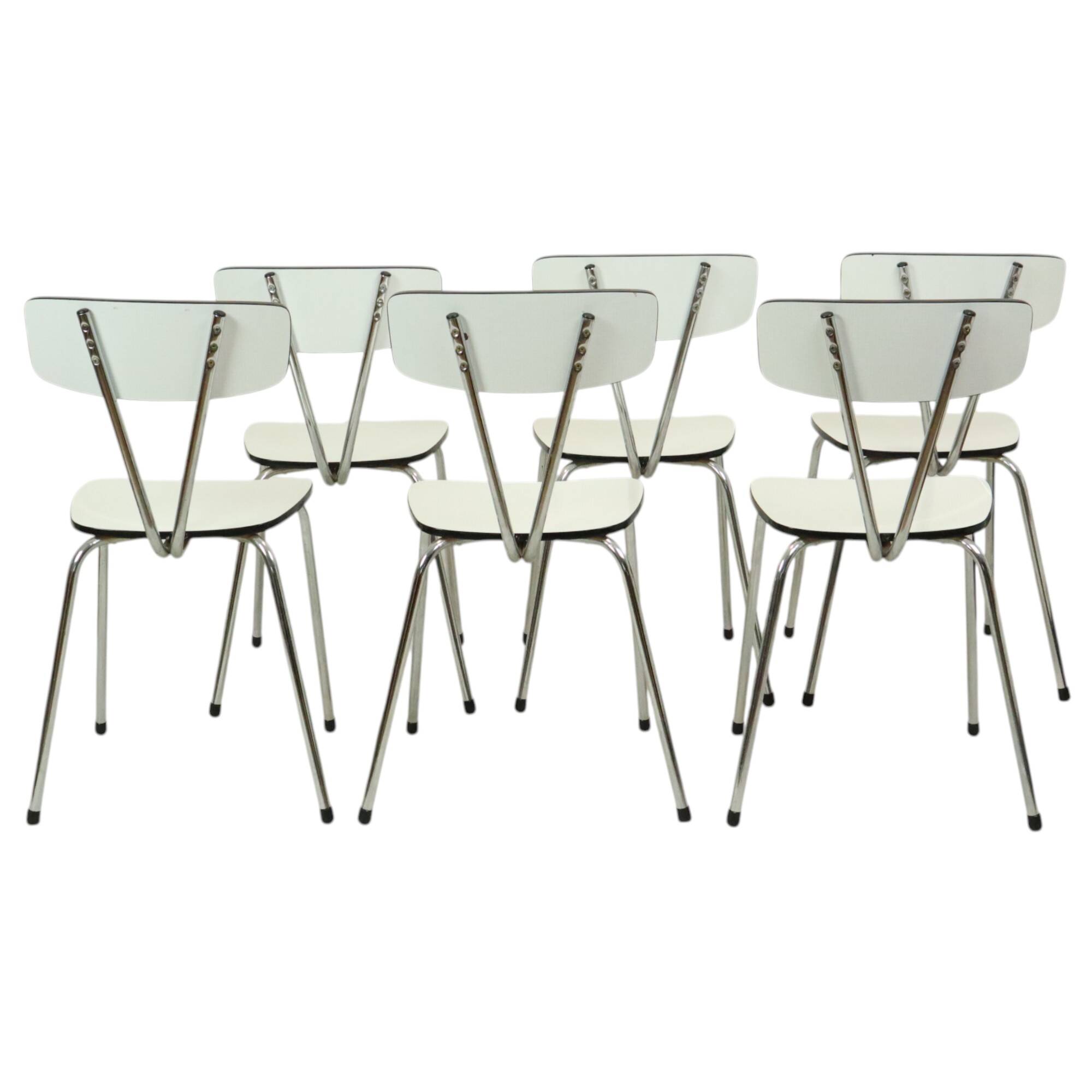Set of 6 Gray Formica Chairs Chrome Dining Room Chairs Sixties