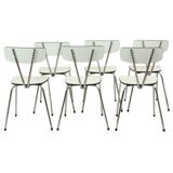 Set of 6 Gray Formica Chairs Chrome Dining Room Chairs Sixties