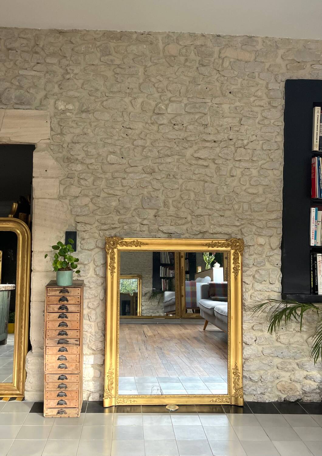 Empire period fireplace mirror, sublime gold leaf, 127cm/106cm