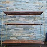 Wall shelves style metal string imitation wood 60- 70s