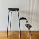 Vintage step stool in black formica and chrome steel