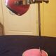 Pink desk lamp.