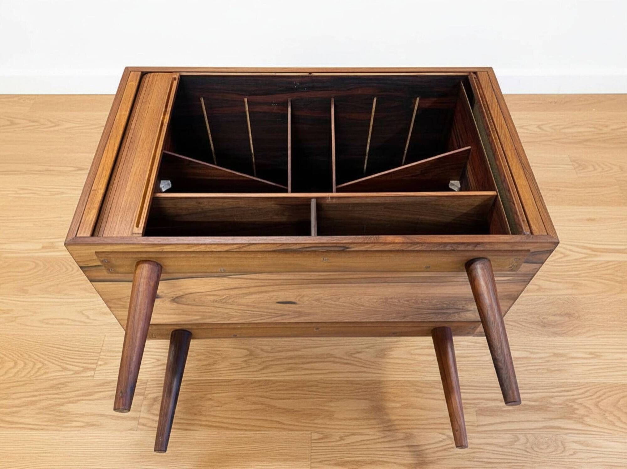 Rosewood Tambour Door Cabinet By Kai Kristiansen For Feldballes