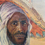 Arab man in hat - 1923 - orientalist painting - signed pp