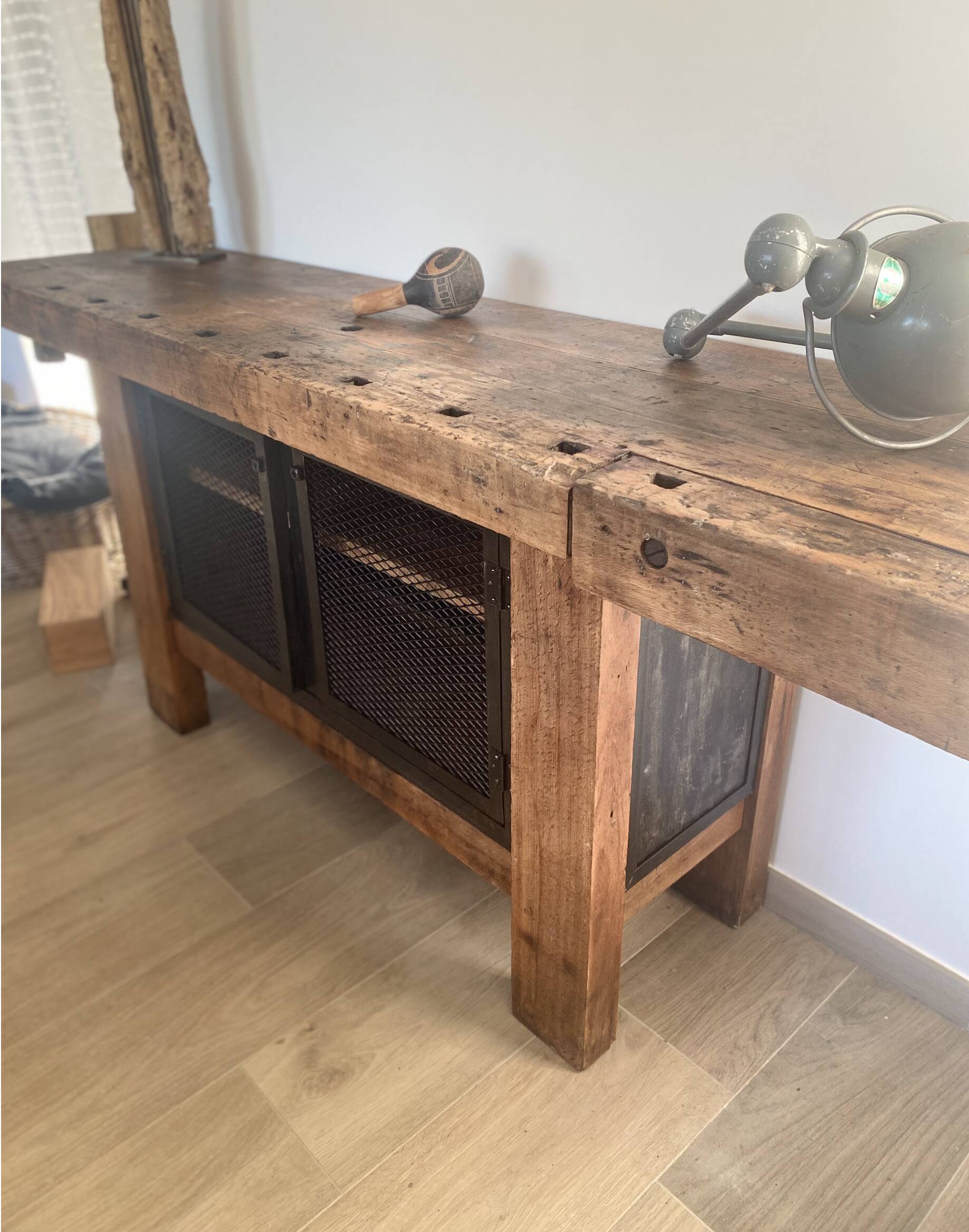 Restored and customised carpenter's workbench