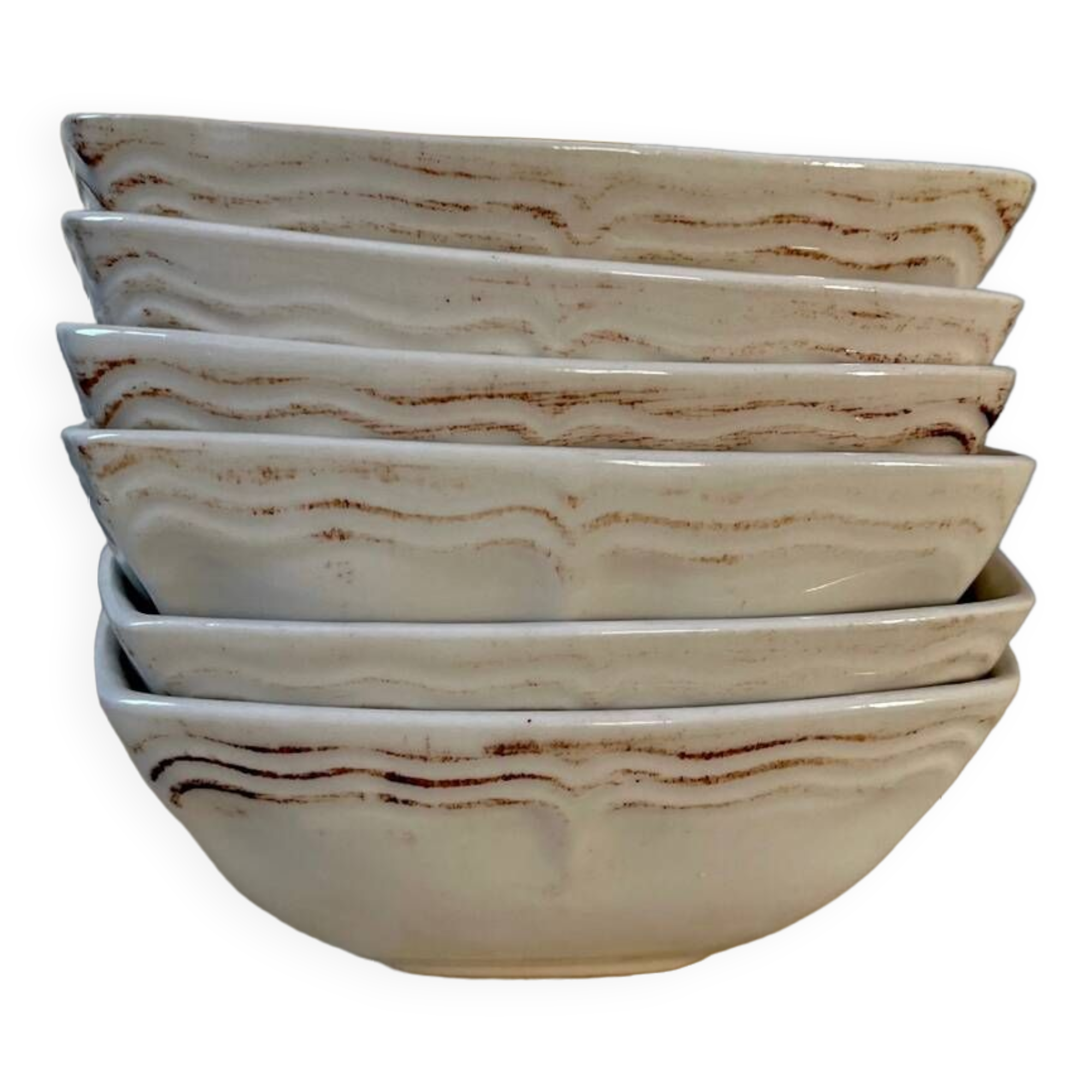 Set of 6 square white porcelain ramekin bowls