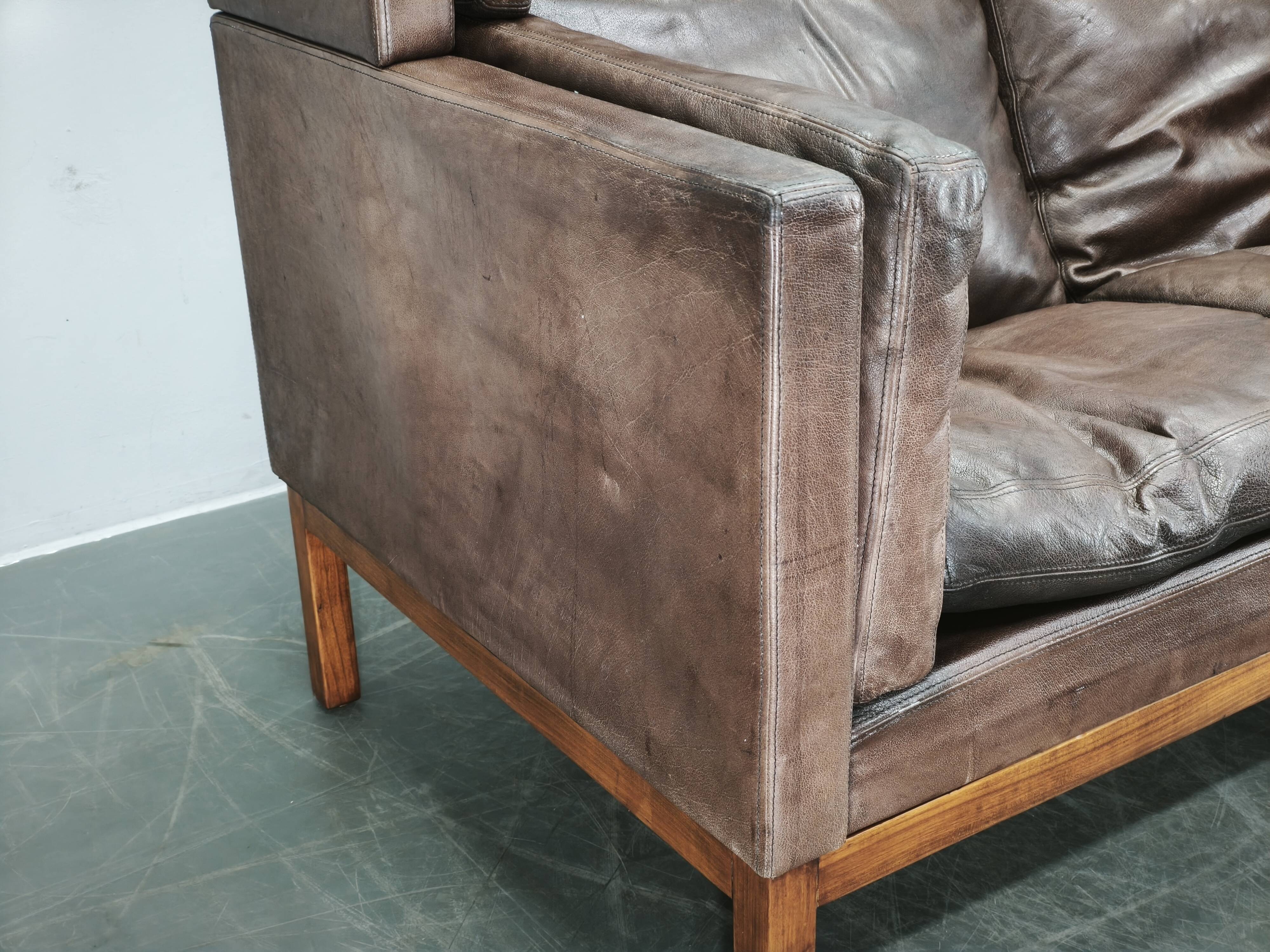 JK 922 Wagon Leather Sofa by Jørgen Kastholm, Denmark, 1960s
