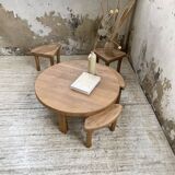 Circular elm coffee table from the 1950s