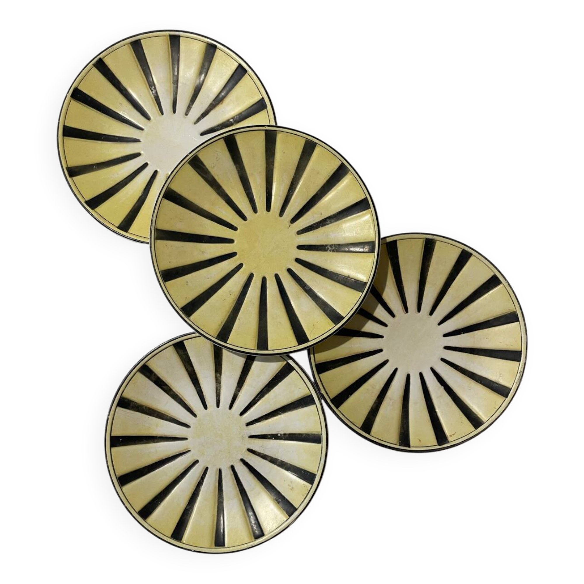 Set of 4 Digouin dessert plates – vintage "Rayon" pattern