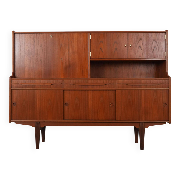 Buffet haut en teck, design danois, années 1960, production : Danemark