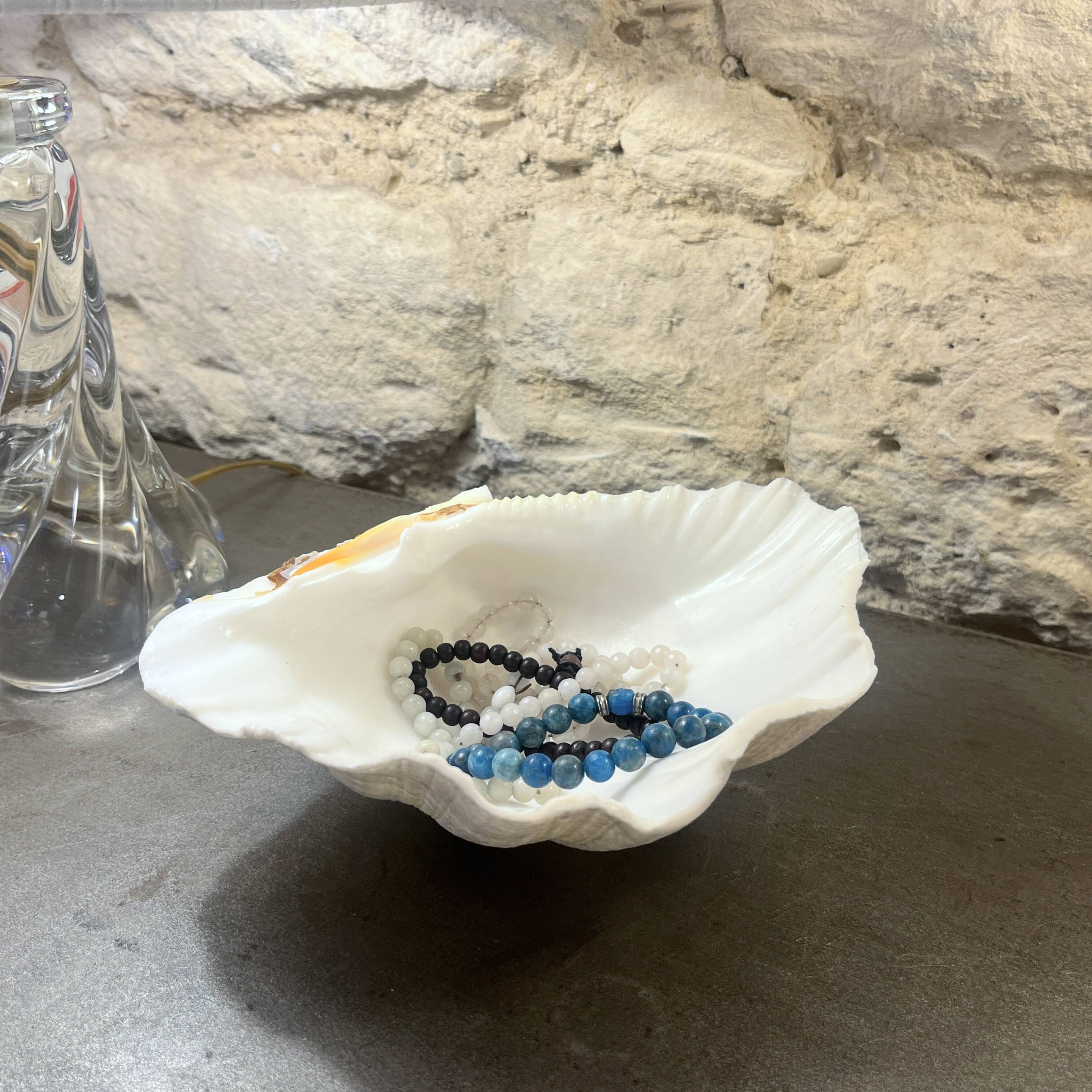 large shell-shaped ashtray Tridacna natural vintage 1970s