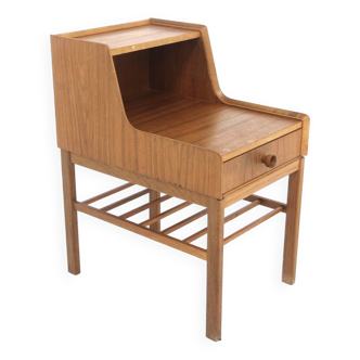 Table de chevet scandinave en teck et en hêtre, Suède, 1960