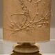 Vintage lamp with a stone base, herbarium lampshade.