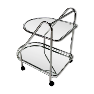 Chrome & glass serving bar cart, 1970s