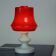 Lampe de table en verre opalin rouge et blanc par Stefan Tabery, 1960s