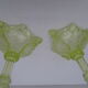 pair of old anise-green glass candlesticks