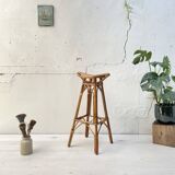 High stool in bamboo and rattan, circa 1960.