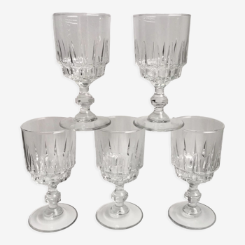 lot de 5 verres à vin en cristal années 50-60