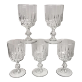 lot de 5 verres à vin en cristal années 50-60