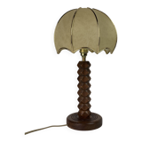 French modernist wood turned mushroom cocoon table lamp, 1950s