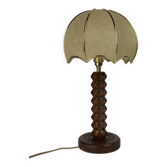 French modernist wood turned mushroom cocoon table lamp, 1950s