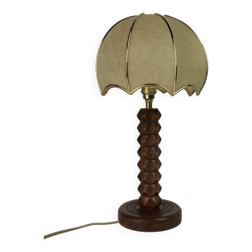 French modernist wood turned mushroom cocoon table lamp, 1950s
