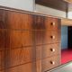 Large colorful wall unit in luxury wood