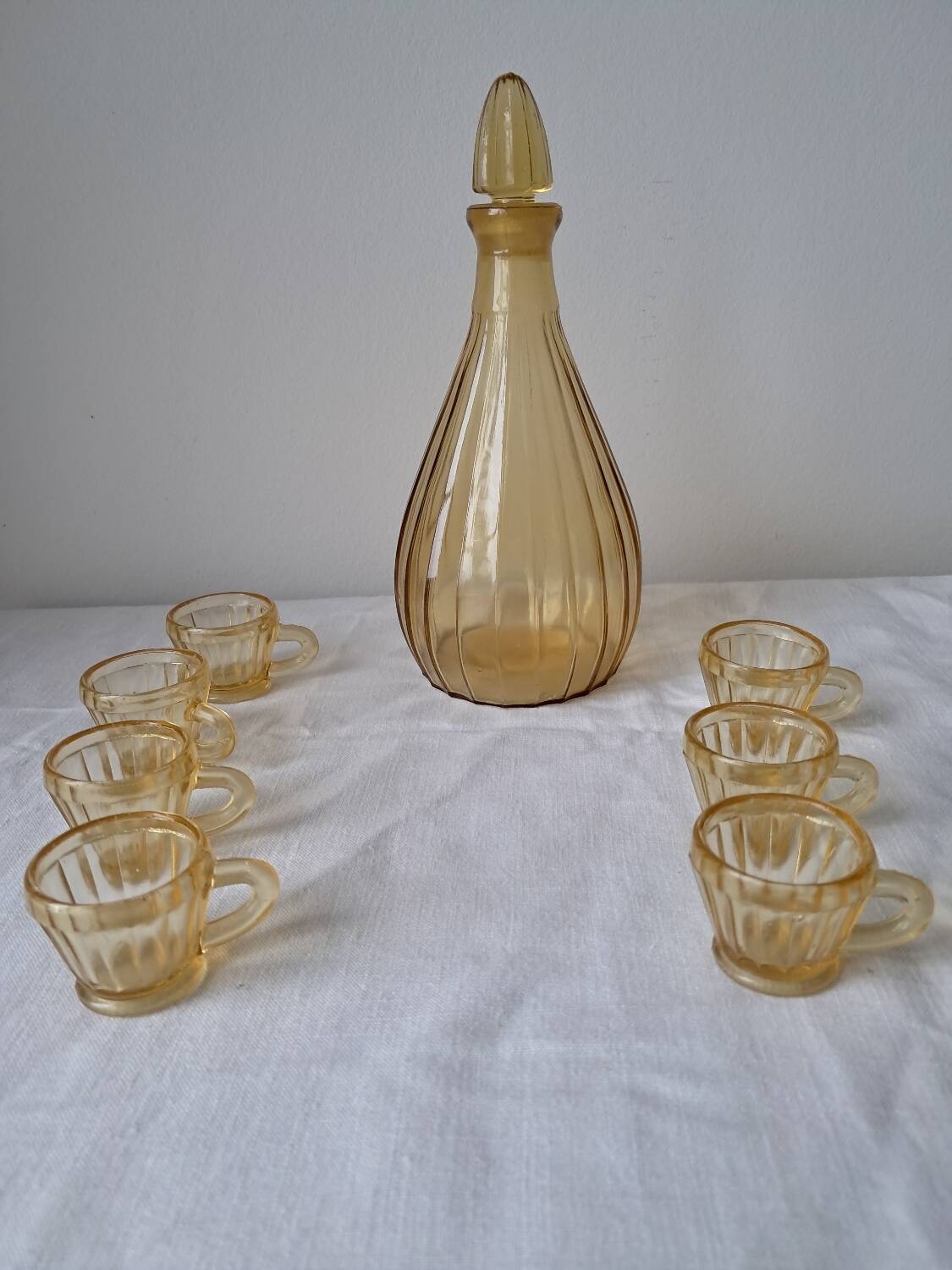 Yellow glass liqueur set, 1960s