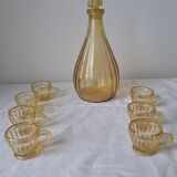 Service à liqueur en verre jaune, années 1960