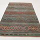 Tapis Kilim Vintage Motifs Ethniques Vert et Rouge, 180x271 Cm