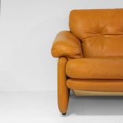 Vintage Coronado Brown Leather Large Sofa by Tobia Scarpa for C&B Italia