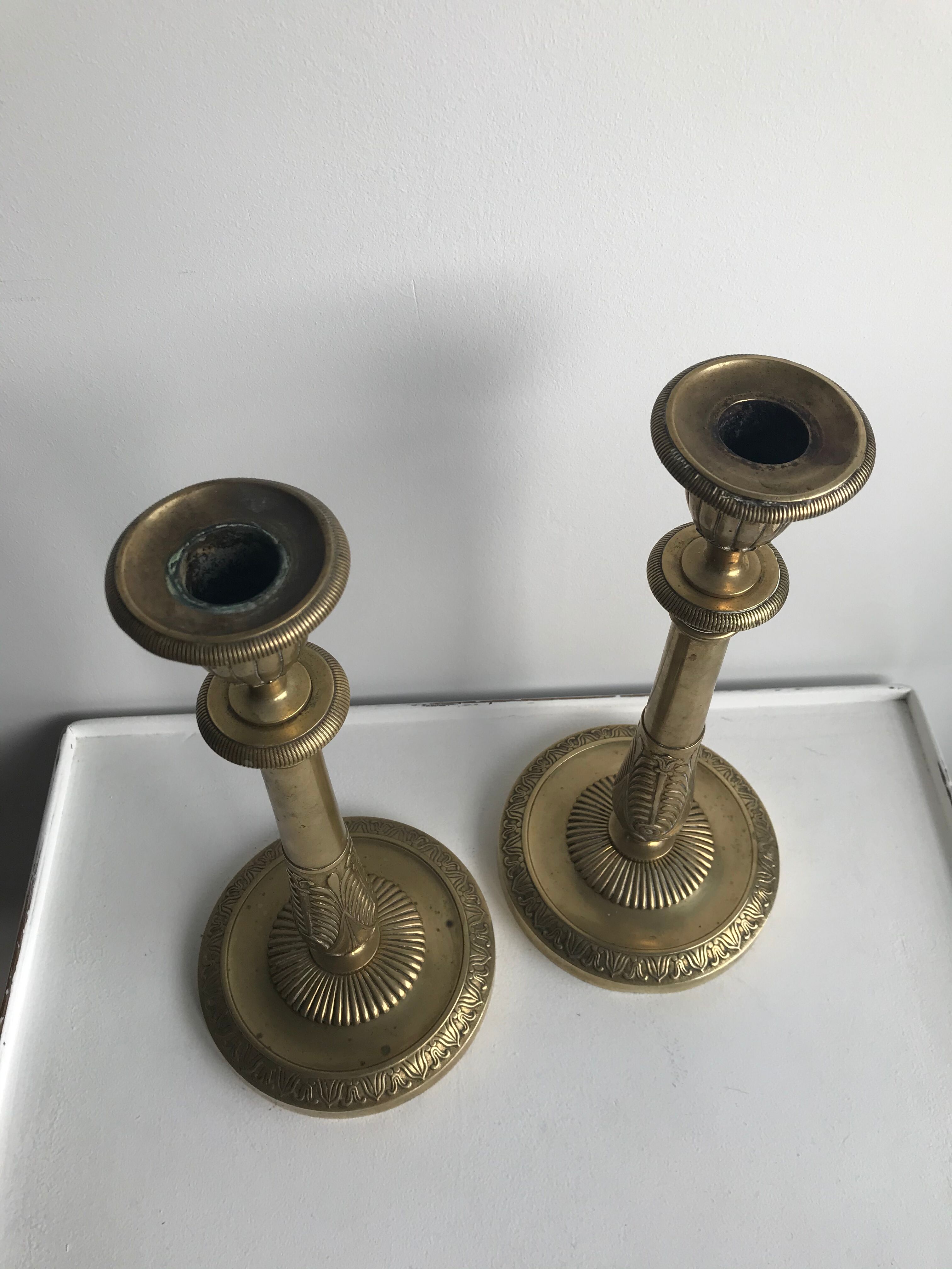 Set of 2 brass candlesticks